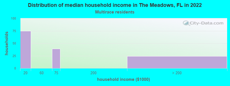 Distribution of median household income in The Meadows, FL in 2022