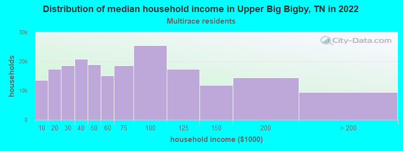 Distribution of median household income in Upper Big Bigby, TN in 2022