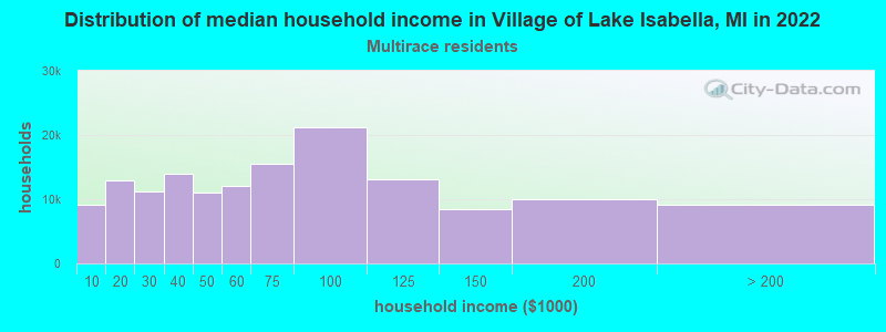 Distribution of median household income in Village of Lake Isabella, MI in 2022