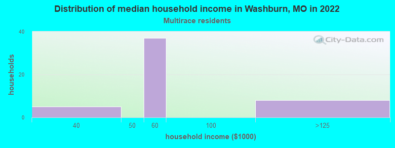 Distribution of median household income in Washburn, MO in 2022