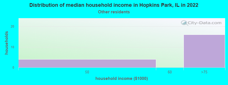 Distribution of median household income in Hopkins Park, IL in 2022