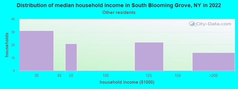 Distribution of median household income in South Blooming Grove, NY in 2022