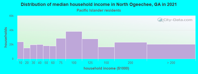 Distribution of median household income in North Ogeechee, GA in 2022