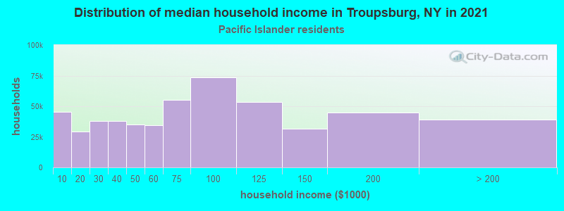 Distribution of median household income in Troupsburg, NY in 2022
