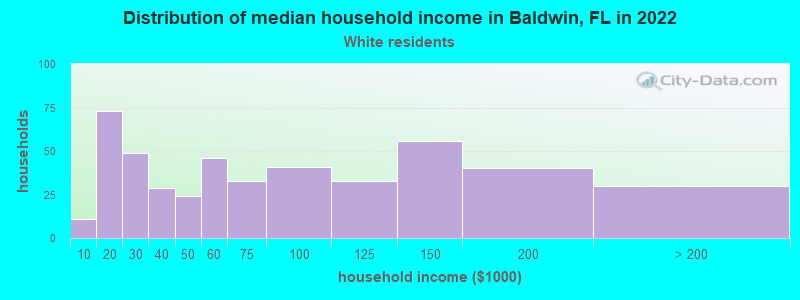 Distribution of median household income in Baldwin, FL in 2022