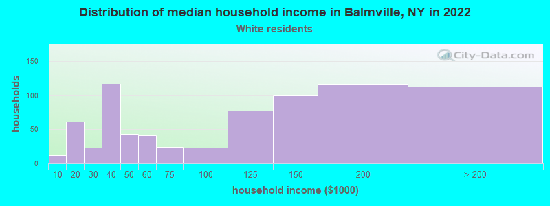 Distribution of median household income in Balmville, NY in 2022