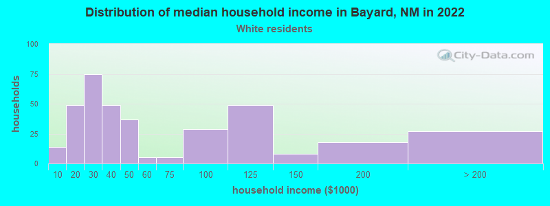 Distribution of median household income in Bayard, NM in 2022