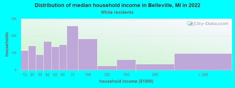 Distribution of median household income in Belleville, MI in 2022