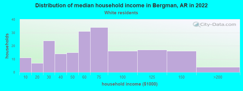 Distribution of median household income in Bergman, AR in 2022