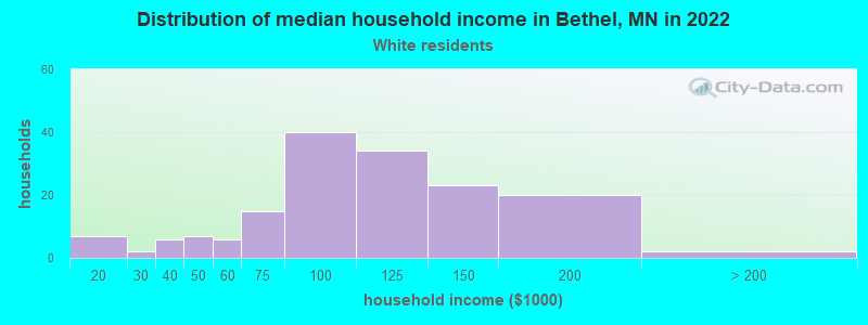 Distribution of median household income in Bethel, MN in 2022