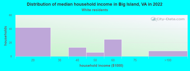 Distribution of median household income in Big Island, VA in 2022