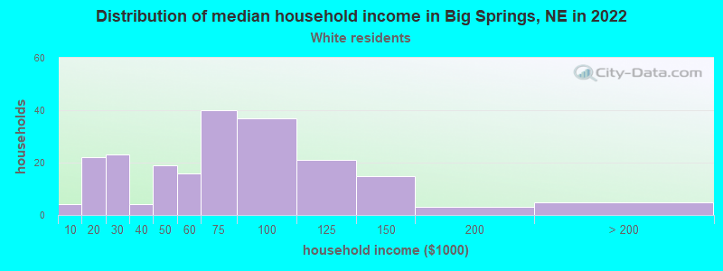 Distribution of median household income in Big Springs, NE in 2022