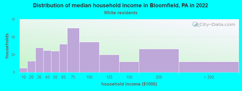 Distribution of median household income in Bloomfield, PA in 2022