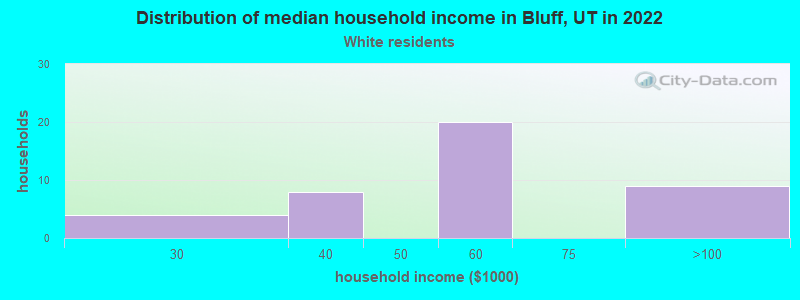 Distribution of median household income in Bluff, UT in 2022