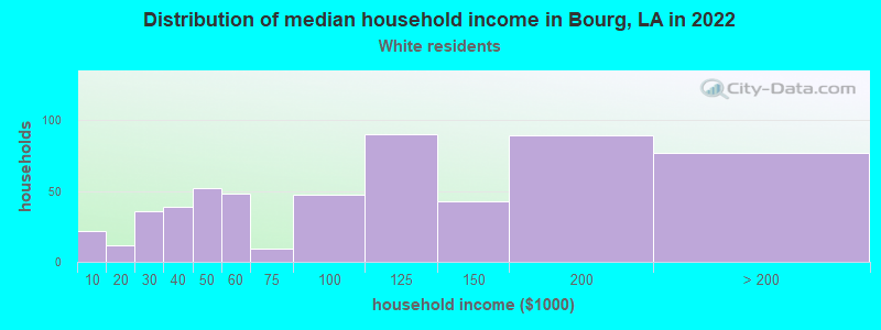 Distribution of median household income in Bourg, LA in 2022