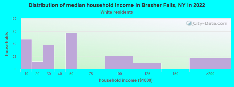 Distribution of median household income in Brasher Falls, NY in 2022