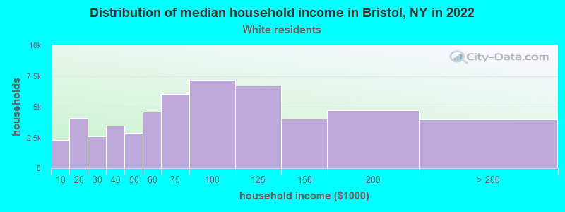 Distribution of median household income in Bristol, NY in 2022