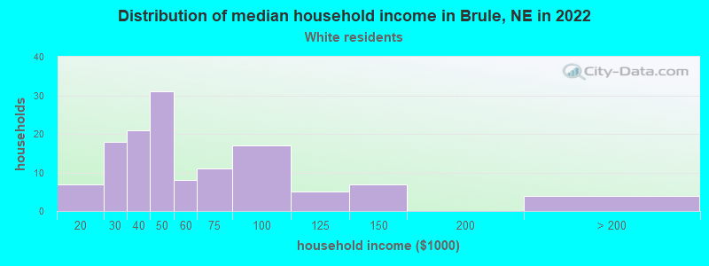 Distribution of median household income in Brule, NE in 2022