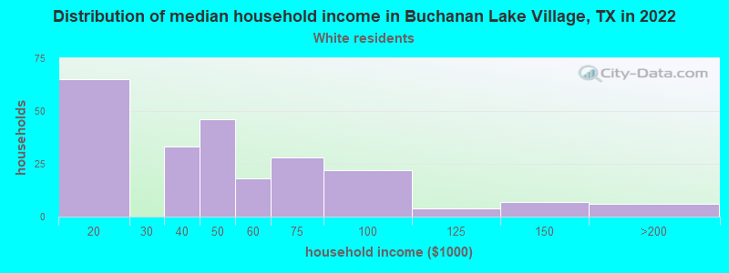Distribution of median household income in Buchanan Lake Village, TX in 2022