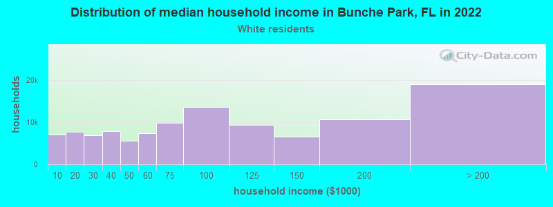 Distribution of median household income in Bunche Park, FL in 2022