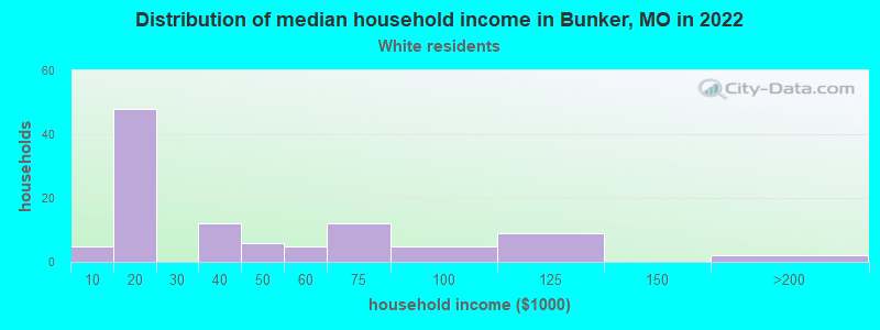 Distribution of median household income in Bunker, MO in 2022