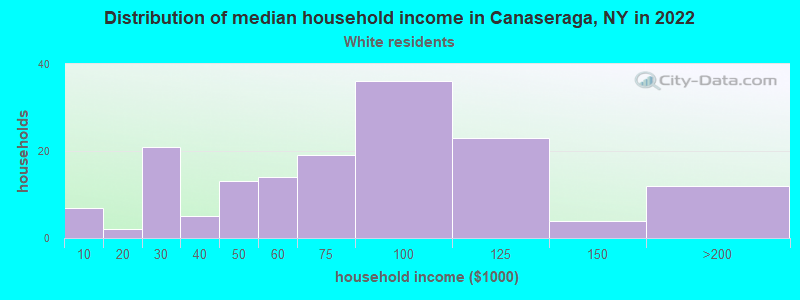Distribution of median household income in Canaseraga, NY in 2022