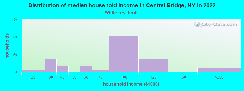 Distribution of median household income in Central Bridge, NY in 2022