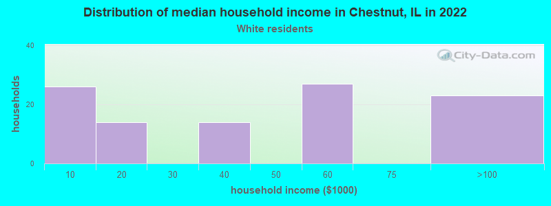 Distribution of median household income in Chestnut, IL in 2022