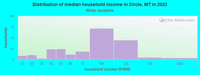 Distribution of median household income in Circle, MT in 2022