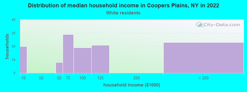 Distribution of median household income in Coopers Plains, NY in 2022