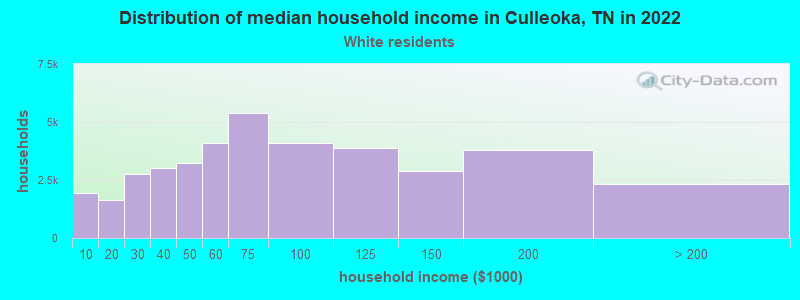 Distribution of median household income in Culleoka, TN in 2022