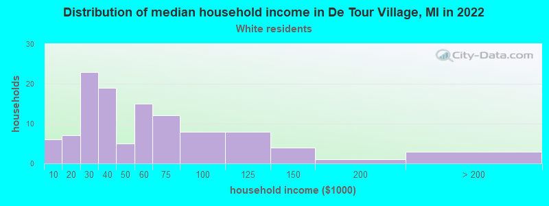 Distribution of median household income in De Tour Village, MI in 2022