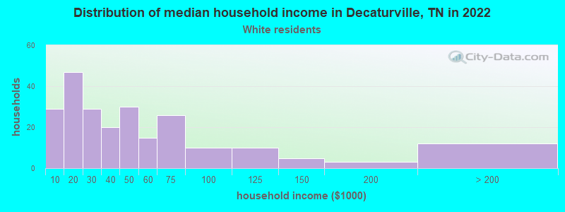 Distribution of median household income in Decaturville, TN in 2022