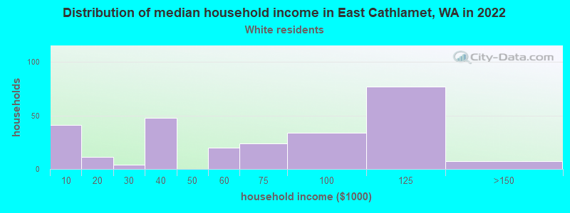 Distribution of median household income in East Cathlamet, WA in 2022