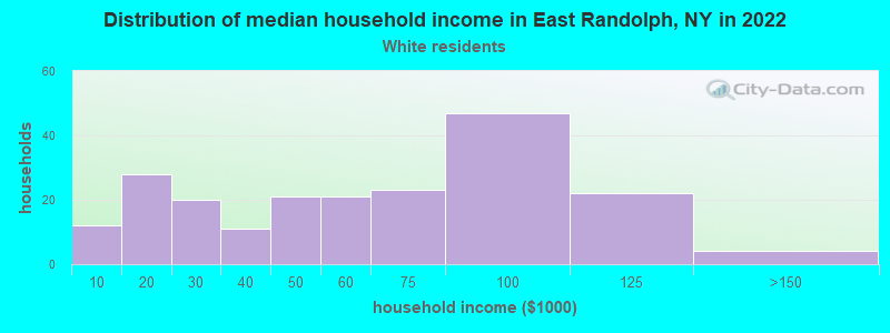 Distribution of median household income in East Randolph, NY in 2022