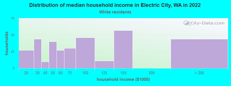 Distribution of median household income in Electric City, WA in 2022