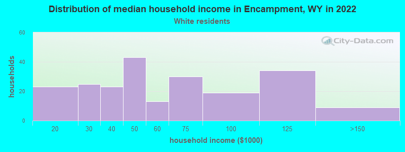 Distribution of median household income in Encampment, WY in 2022