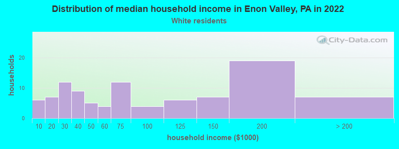 Distribution of median household income in Enon Valley, PA in 2022