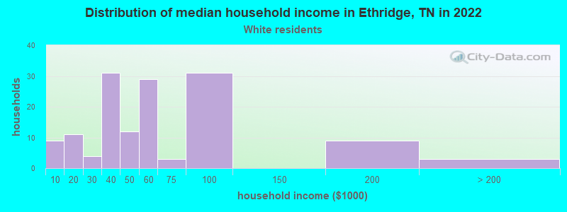 Distribution of median household income in Ethridge, TN in 2022