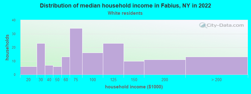 Distribution of median household income in Fabius, NY in 2022