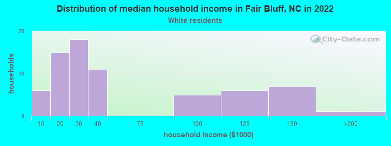 Distribution of median household income in Fair Bluff, NC in 2022