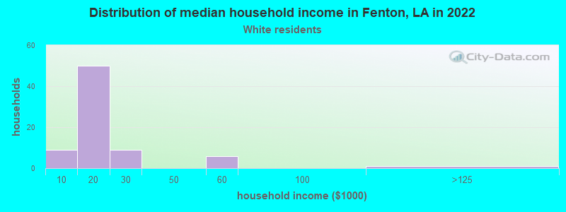 Distribution of median household income in Fenton, LA in 2022