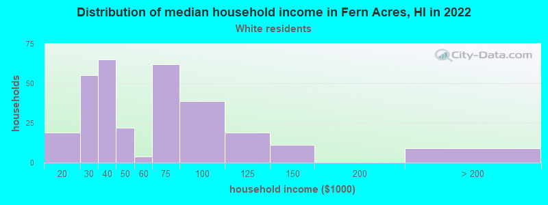 Distribution of median household income in Fern Acres, HI in 2022
