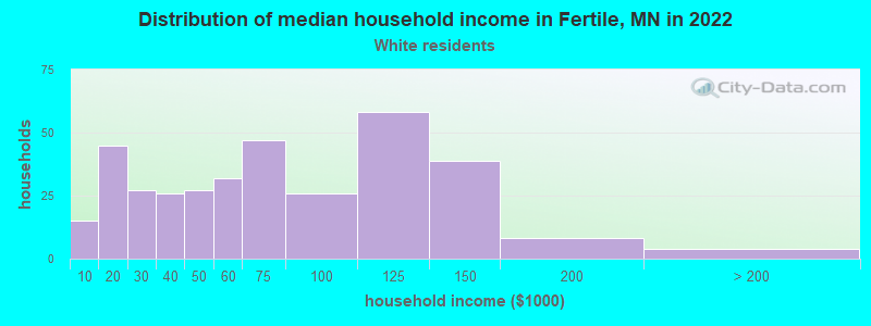 Distribution of median household income in Fertile, MN in 2022