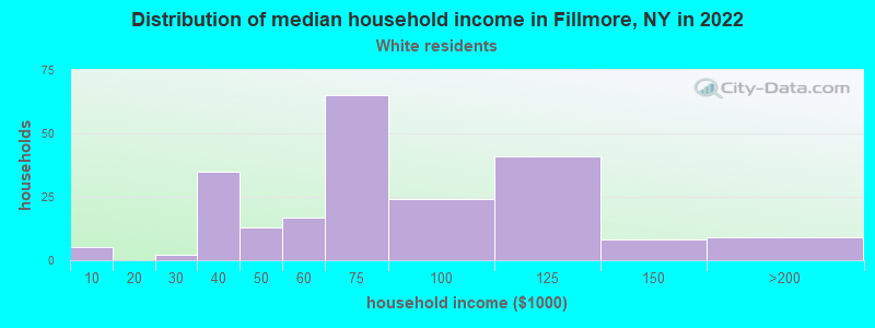Distribution of median household income in Fillmore, NY in 2022