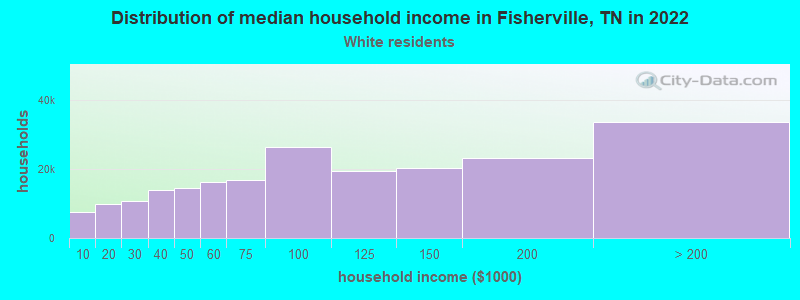 Distribution of median household income in Fisherville, TN in 2022