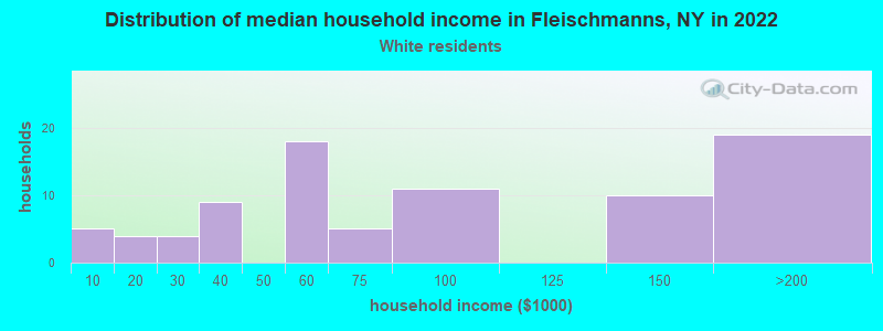 Distribution of median household income in Fleischmanns, NY in 2022