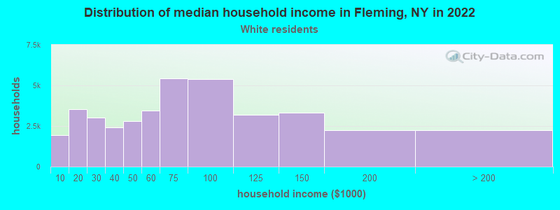 Distribution of median household income in Fleming, NY in 2022