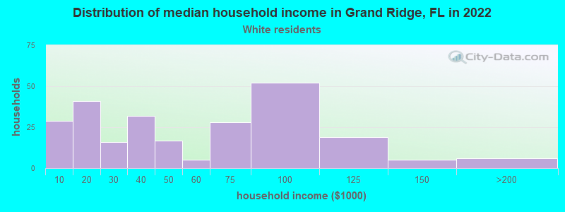 Distribution of median household income in Grand Ridge, FL in 2022