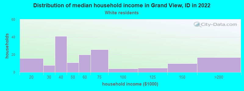 Distribution of median household income in Grand View, ID in 2022